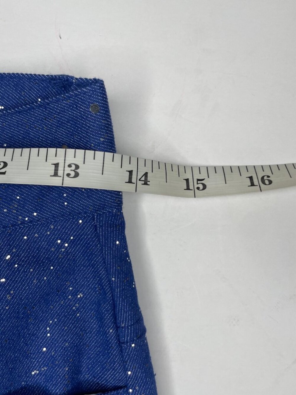 Y2K Sparkle Denim Two Piece Set Glitter Strapless Crop Top Straight Leg Pants S - Picture 10 of 13